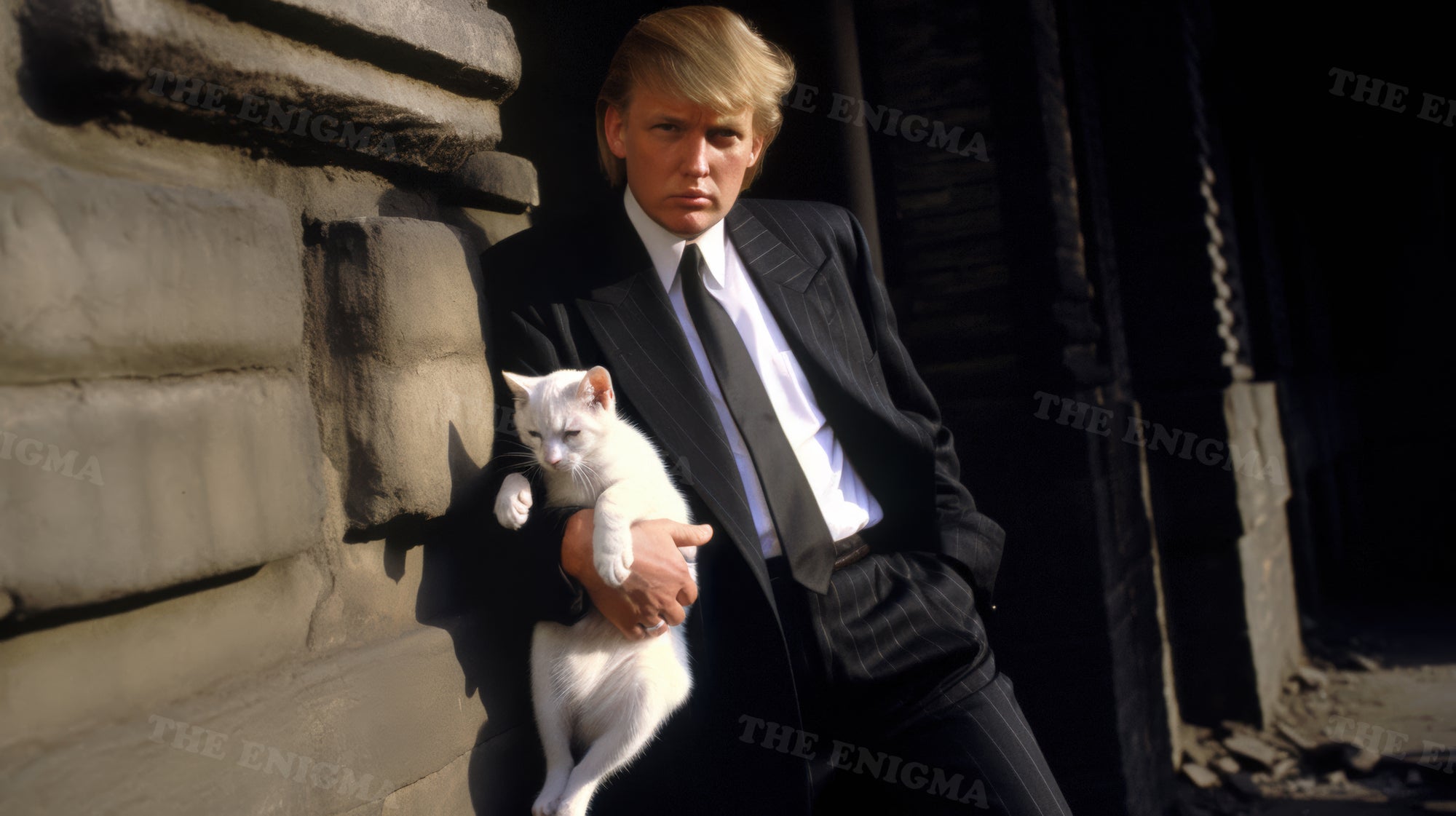 Younger Trump with cat