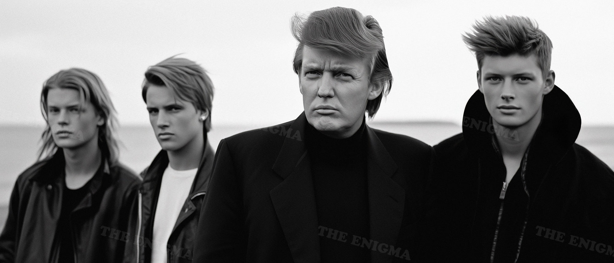 Young Trump with crew of 3 men